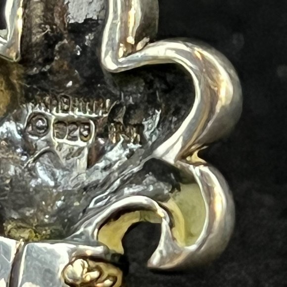 Kabana Sterling Silver, 14k Gold & Lapis Lazuli Fleur Di Lis Cuff Bracelet (3670 - Picture 8 of 9